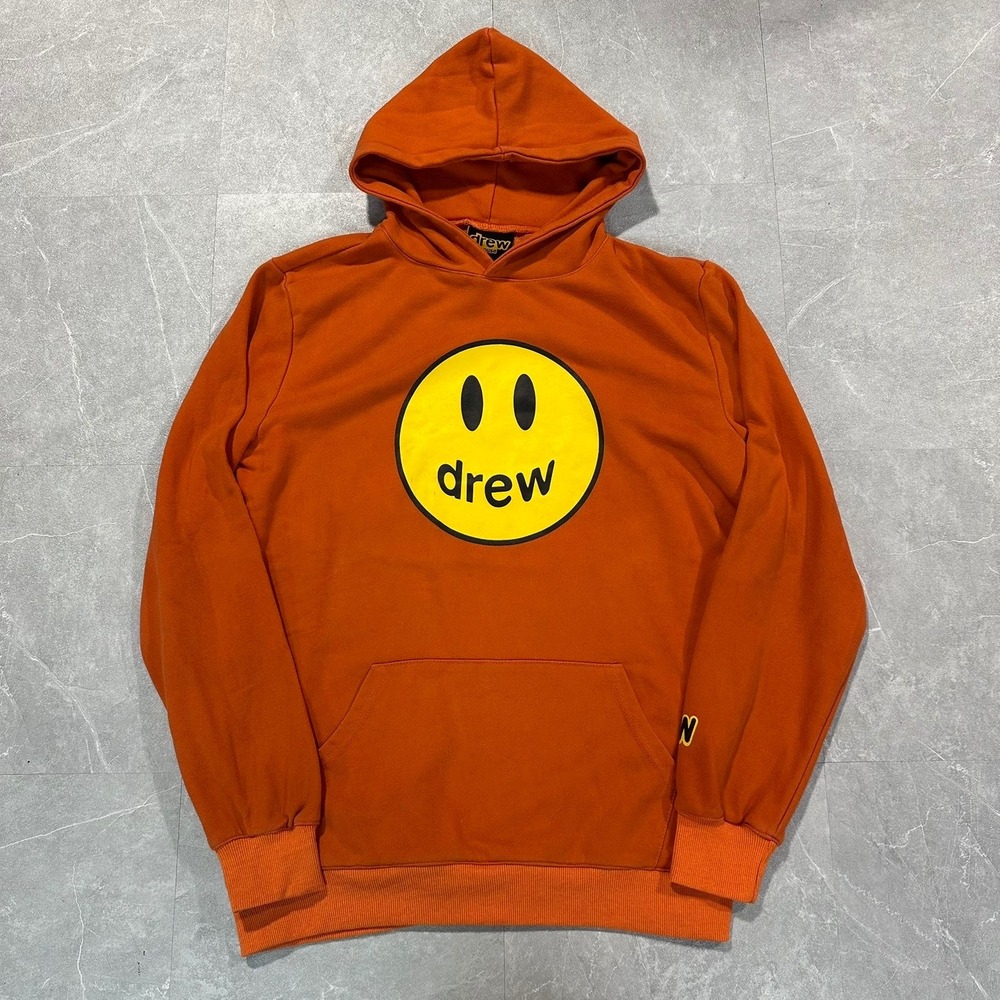 Drew House Mascot Hoodie Orange Smiley Face Logo Pullover Mens Large